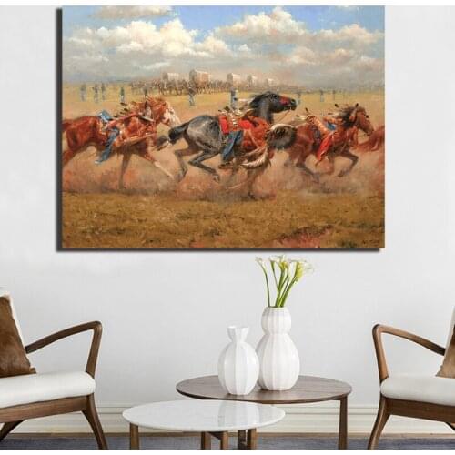 Horses Native Tribal Canvas Poster Painting Wall Art HD Picture Print Modern Home Bedroom Decoration Accessories