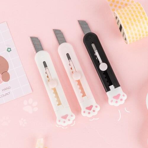 Kawaii Solid Color Mini Portable Utility Knife Paper Cutter Cutting Paper Razor Blade Office School Stationery Papelaria Escolar