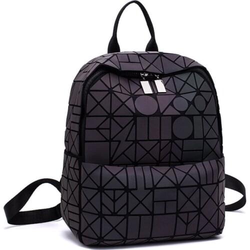 Fashion Women Backpack Mochila Geometric Grid Luminous Backpacks Girls Noctilucent Travel Shoulder Bags for School Back Pack