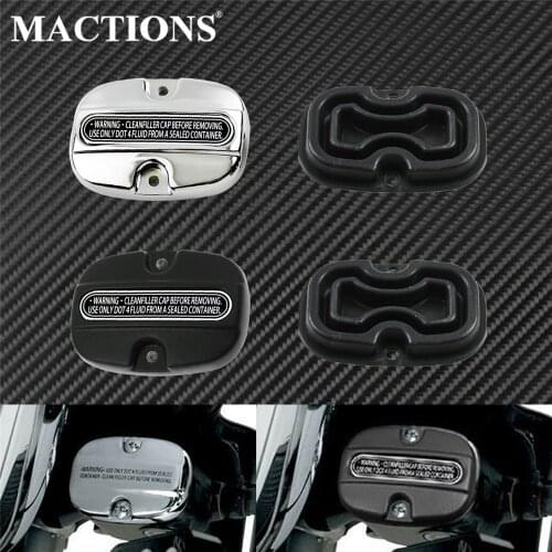 Motorcycle Black/Chrome Rear Brake Master Cylinder Cover Gasket Rubber For Harley Touring 2008-2018 Street Electra Glide Limited