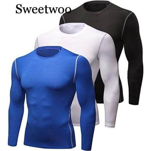 Brand Mens Long-sleeved O-neck T-shirt Natural Green Tight-fitting Sweat-absorbent Sports Long-sleeved Quick-drying Clothes