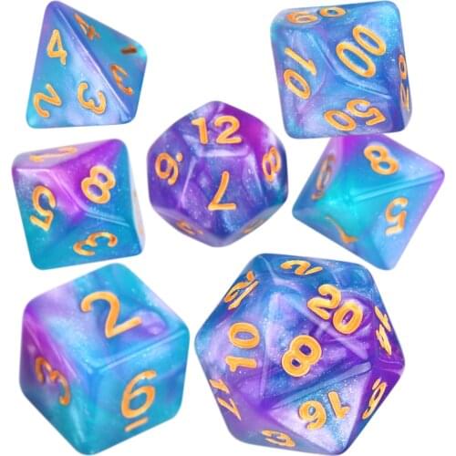 Galaxy Nebula DnD Dice Set D4-D20 with Drawstring Dice Bag Great for RPG D&D MTG Pathfinder Game Dice