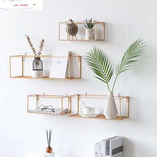 Living Room Wall Storage Rack Decorations TV Background Wall Stand Iron Shelf Display Stand Home Potted Plant Arrangement Frame
