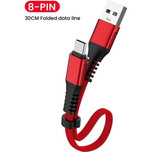 30cm Mini Nylon 3A Fast Charge Data Cable Mobile Power Charging Cable Short Data Wire For Iphone Samsung Andriod Phones