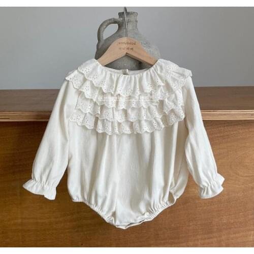 2021 New Boys Girls Lace Rompers Cotton Autumn Full sleeve Babys Jumpsui 6-24 Month QA130