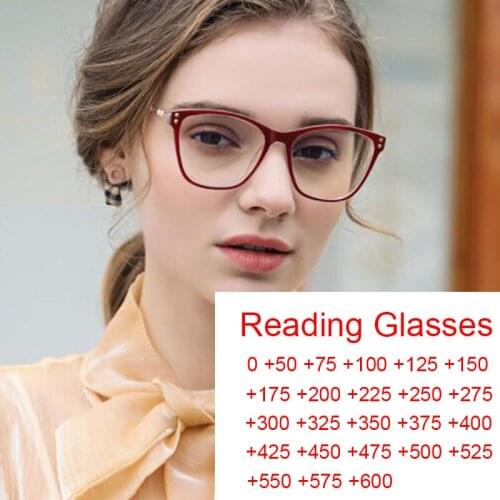 Anti-Blu-Ray Reading Glasses Women High Quality Brand Designer Red Diopter Glasses Female Presbyopia Eyeglasses +1+2 +6 Leesbril