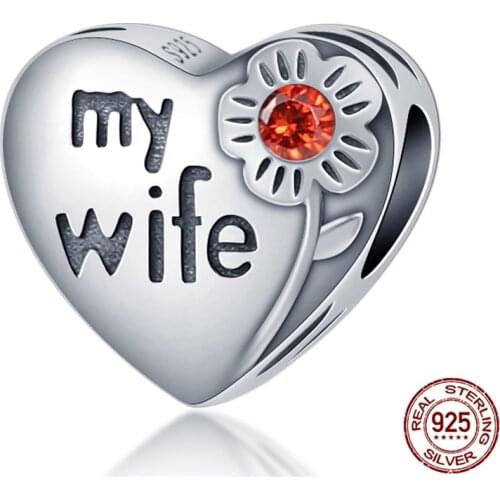 Original Love My Wife Beads 925 Sterling Silver Charm&Beads Fit Original 3mm Bracelet For Women Birthday Fashion Jewelry Gift