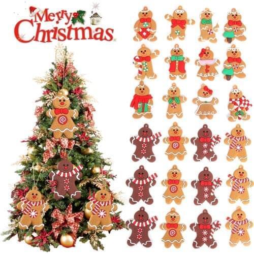 Gingerbread Christmas Tree Pendant Merry Christmas Decoration for Home 2021 Xmas Gifts Navidad Christmas Tree Ornaments New Year