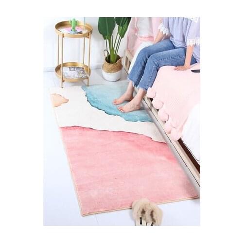 Cute Pink Carpet Soft Bedside Bedroom Non-Slip Rectangular Floor Mat