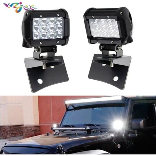 Car styling 4inch 36W LED wrok Light w/A-Pillar Mounting Bracket, Wiring For 2007 2008 - 2019 Jeep Wrangler JK Auto Accessories