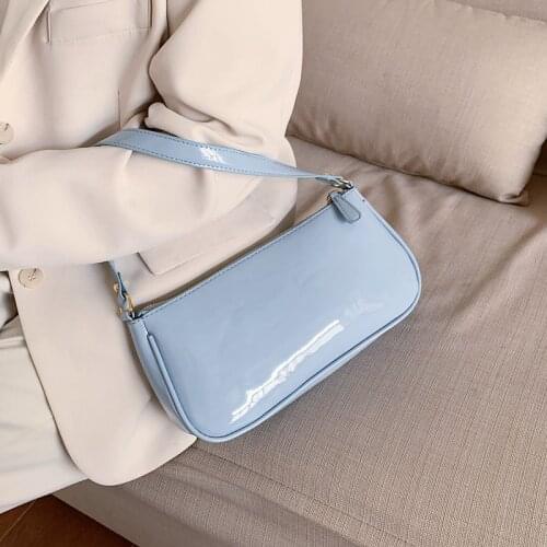 Patent Leather Handbags Women Baguette-Bags High Quality Shoulder Bag Ladies Purse Handbags 2020 Fashion Borsa a tracolla