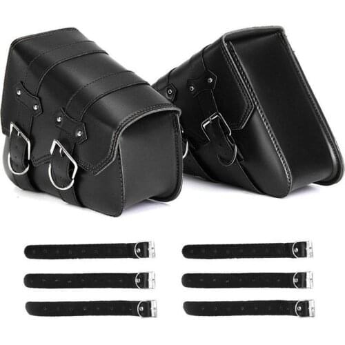 2PCS Universal Waterproof Motorcycle Bags Portable Waterproof Side Storage Tool Pouches PU Leather Motorcycle Side Saddle Bags