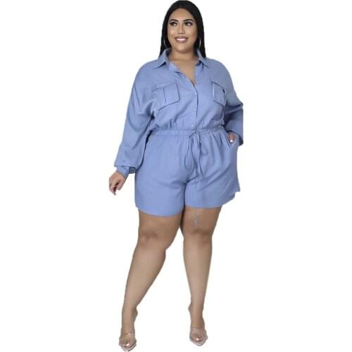 Echoine Plus Size High Waist Casual Shots Suit One Piece Woman Set Elegant Office Lady Drop Shipping