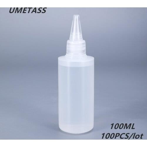 100ml Round Plastic Glue Bottle for Nail Gel Empty Squeeze PE container for Glue Liquid ink refillable bottle 100PCS