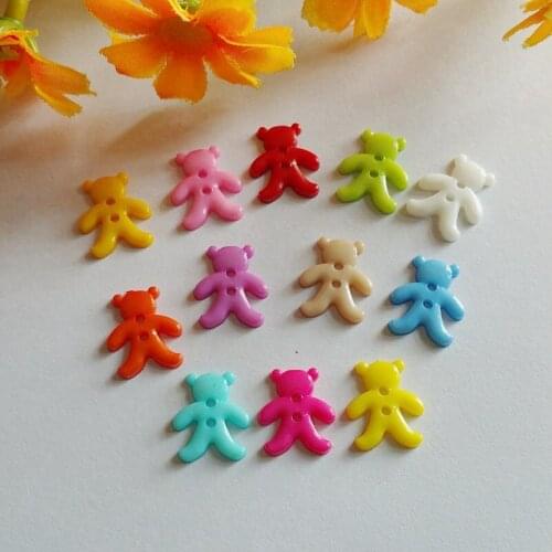 100pcs 13-16mm Mixed Color Cartoon bear Shape plastic buttons craft scrapbooking accessories diy sewing buttons