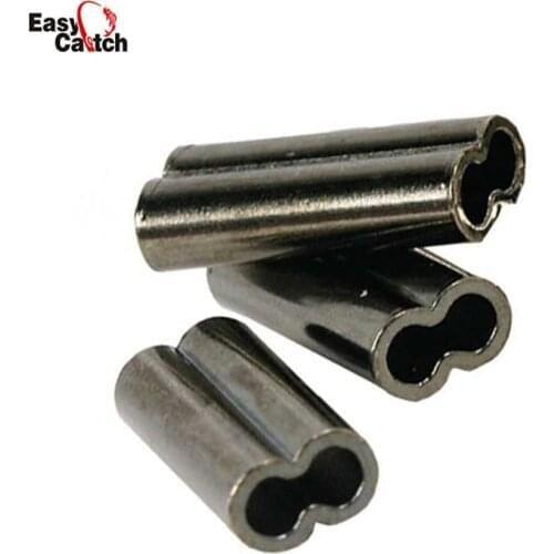 100Pcs/Lot 11 Size Fishing Double Oval Copper Tube Fishing Wire Pipe Crimp Sleeves Connector Fishing Tackle Box