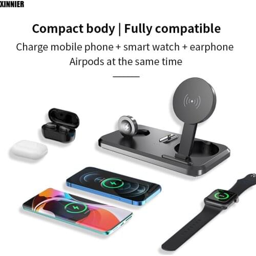 XINNIER 15W Qi 3 in 1 Wireless Charger Holder For iphone 11 12 X XR 8 Plus Apple Watch 4 Xiaomi Magnetic Foldable Charging Base