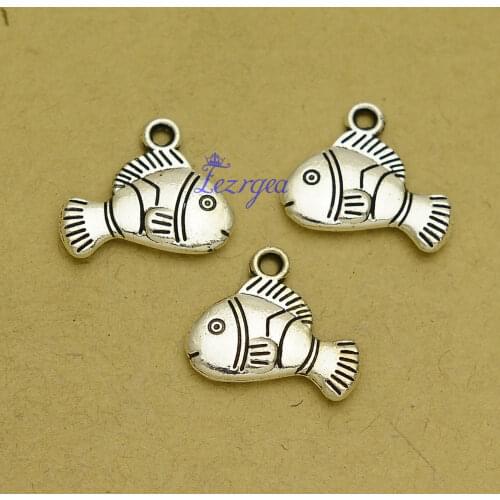 30pcs/lot--16x14mm,fish chams, Antique silver plated Tropical Fish charms,DIY supplies, Jewelry accessories