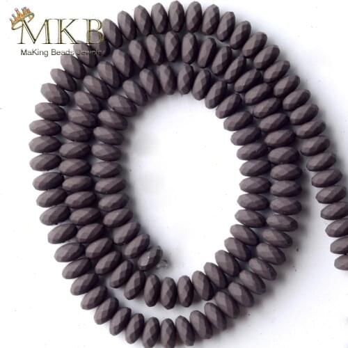 6mm Natural Brown Hematite Stone Rondelle Matte Rubber Beads For Jewelry Making Space Loose Beads Diy Bracelet Jewellery 15"