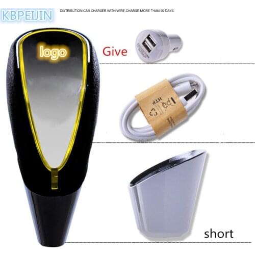 Accessories Leather Car Auto LED Shift Knob Lamp Touch Luminous for Mitsubishi outlander 2016 lancer 10 9 pajero asx Car Styling