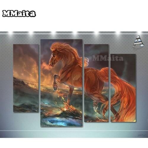 5D DIY diamond painting animal horse full circle embroidery new to packaging diamond Mosaic sales home decoration 4 sets GG239