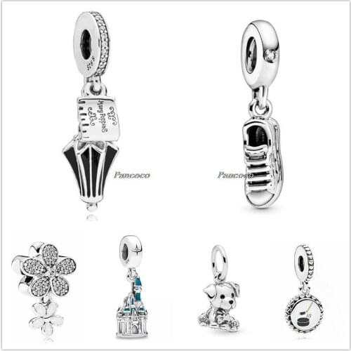 Authentic 925 Sterling Silver Labrador Puppy & Bone With Crystal Charm Beads Fit Pandora Bracelet & Necklace Jewelry