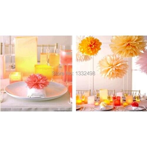 Free Shipping by DHL 200 pcs/lot 6" inch 15cm Tissue Paper pom poms Paper Flower Wedding Festive Party Supplies Decoration