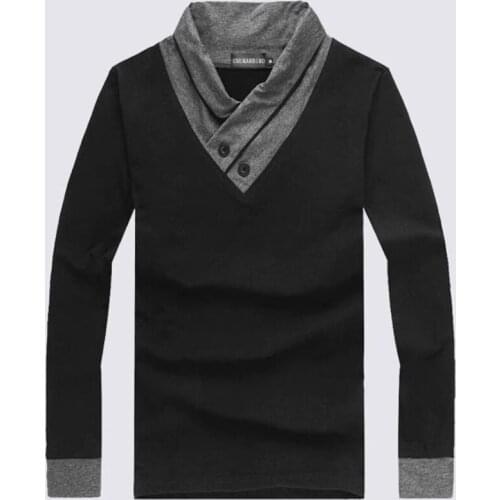 T-shirt Mens long-sleeved T-shirt V-Neck Mens casual long-sleeved T-shirt Men Solid Color Tshirt Slim Fit Tee Shirts