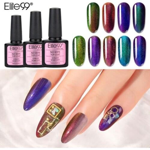 Elite99 10ml No Wiping Top Coat Chameleon Gel Varnish Hybrid Nails Black Color Needed Soak Off Nail Art Manicure UV Gel Polish