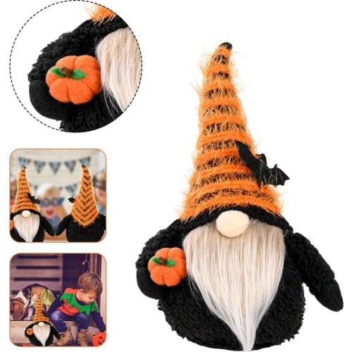 Halloween Bat Hat Holding Pumpkin Rudolph Doll Creative Ghost Festival Faceless for Room Festival Decoration Gifts for Kids