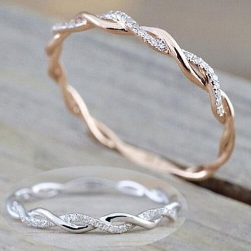 Exquisite Solid Diamond Ring Anniversary Twined Vine Ring Simple Infinity Eternity Ring Wedding Bands Jewelry