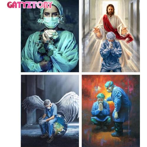 GATYZTORY Acrylic Painting By Numbers For Adults With Frame 60x75cm Doctor Angel Modern Wall Art Picture By Numbers For Diy Gift