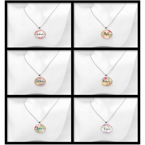 Love Believe Hope Amen Bible Scripture Nursery Scripture Necklace Fashion Jewelry Religious Pendant Christianity LetterNecklace