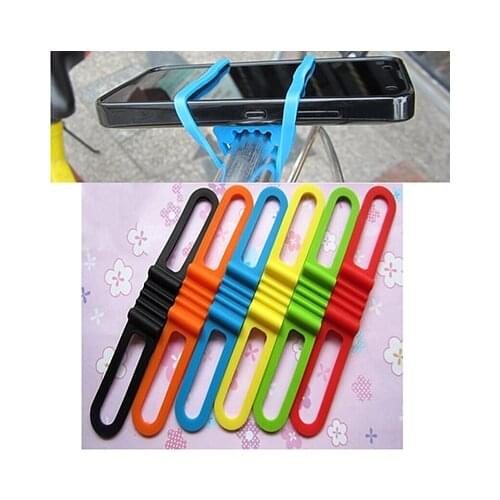 Mount Fix Bicycle Cycle Silicone Flashlight Band Tie holder Torch Light Phone Fastener Strap Bike Elastic Bandage Mobile