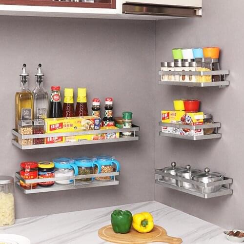 Stainless steel Kitchen Seasoning Rack Spice Rack Rree Punching Seasoning Condiment Storage Rack Kitchen Shelf