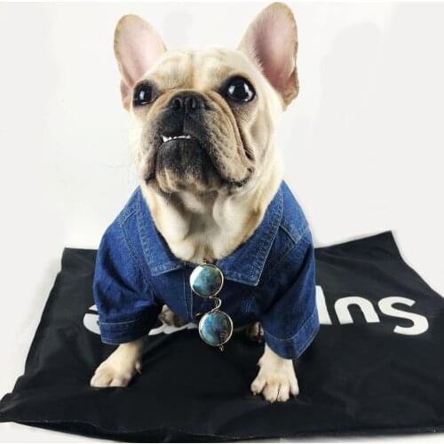 Fashion Dog Denim Jacket for Small Dogs French Bulldog Jeans Coat Printed Clothes for Chihuahua Pug Puppy Pet Luxury Clothes