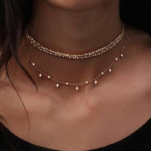 Fashion Jewelry Necklace Multi Layers Star Beads Necklace Women Clavicle Chains Charm Statement Necklace Pendant Necklace