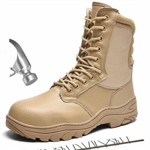 New breathable anti-puncture anti-smashing steel toe work safety shoes men boots non-slip soldiers military tactical boots