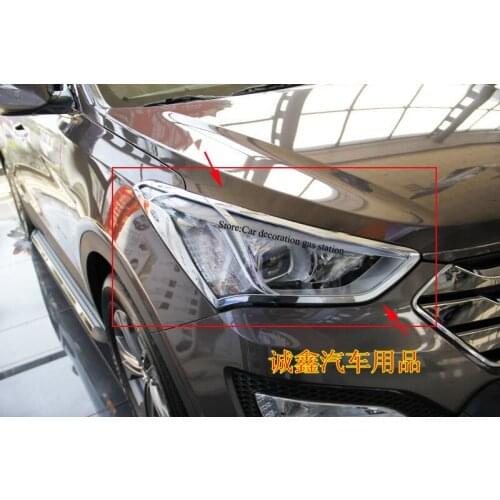 For HYUNDAI New Santa Fe IX45 2013 Chrome Front Headlight Head Light Lamp Cover Trim Trims 2013