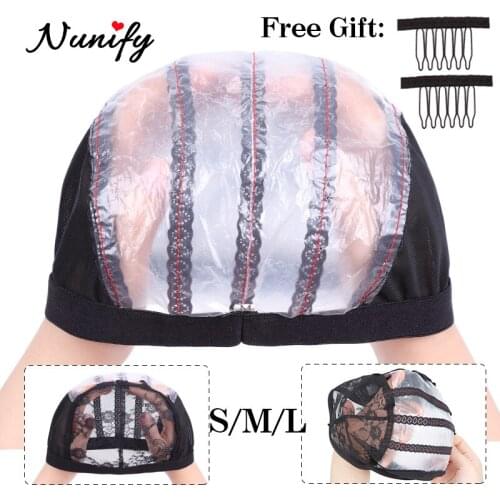 Nunify 1 Pcs Black Glueless Wig Cap For Making Wigs With Adjustable Strap For Wig Women Hairnets Easy Cap Stretch Weaving Cap