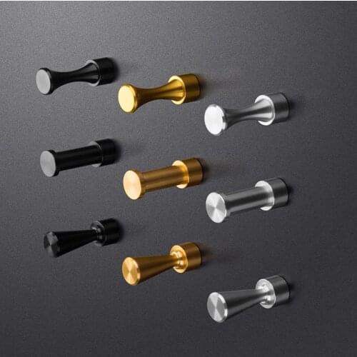 Space Aluminum Hook Kitchen and Bathroom Door Back Hook Metal Coat Hook Creative Perforated Single Hook Brass Wall Hook Hooks