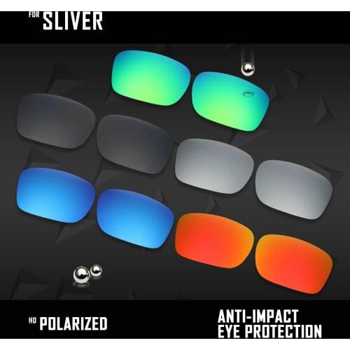 OOWLIT 5 Pairs Polarized Sunglasses Replacement Lenses for Oakley Sliver OO9262-Black &Silver&Ice Blue& Fire Red & Emerald Green