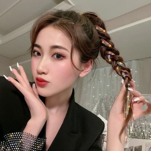 Braided Hair Colored Rope Dirty Braid Head Rope Braided Hair Artifact Flashing Diamond Chain Ponytail Embellished Headdress