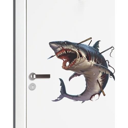 Injured Fierce Shark Halloween Atmosphere Wallpaper Window Glass Sticker Wall Sticker Self-Adhesive