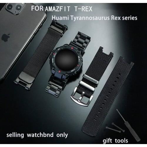 Waterproof nylon canvas strap special for Huami Amazfit T-Rex replacement wristband outdoor hband 24*9mm Notch canvas watchband