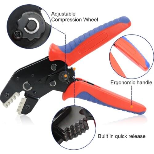 Hand tool terminal crimping pliers SN-48BS, used for crimping wire connector terminals. Jaw/tool kit/wire stripper