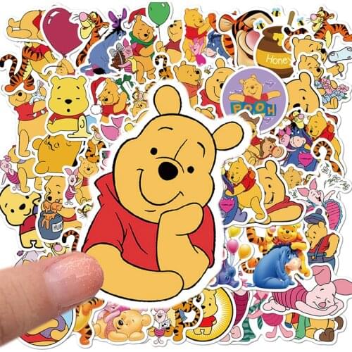 Winnie the Pooh Disney Stickers Waterproof 50pcs Cartoon Frozen2 Mickey Toy Story Marvel Skateboard Laptop Stikers Kids Toy