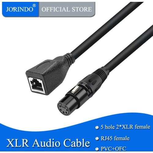 JORINDO 0.3M/1.64FT Network Interface female to 5-hole XLR Audio signal transmission line,XLR to RJ45 cable