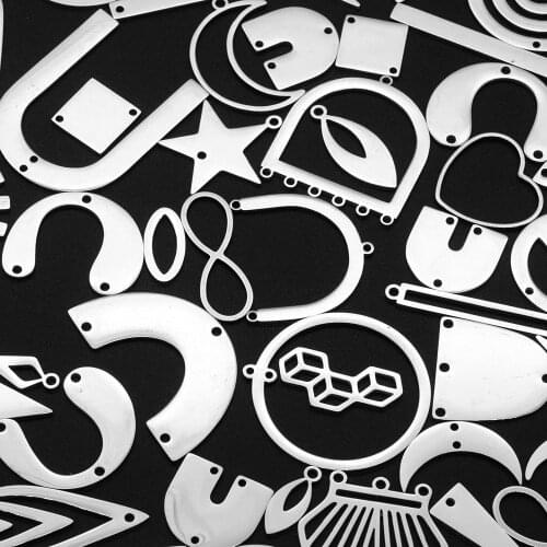 50pcs/lot Mix Designs Stainless Steel Geometric DIY Jewelry Charms Connector Wholesale Earring Making Pendant