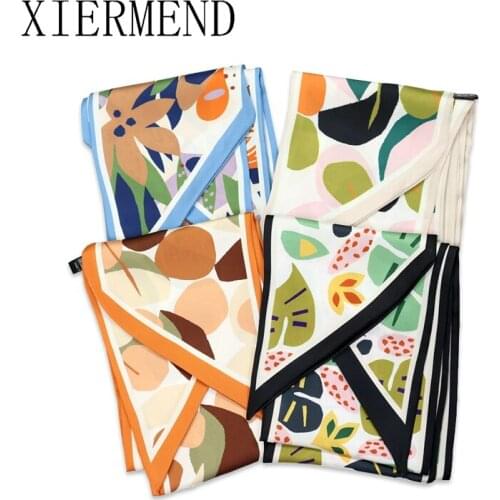 Widen longer scarves female flower color spring autumn hair band French wide strip scarf tied hair ribbon women skinny scarf